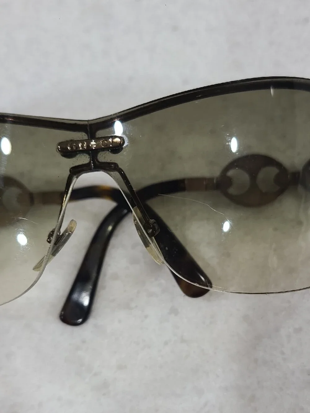 Gucci Brown Gradient Rimless Sunglasses with Logo Accent No Case.